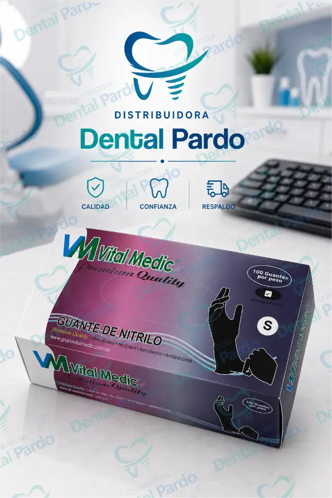 Guantes De Nitrilo Vital Medic® Negros | Talla S | Caja X 100 Unidades