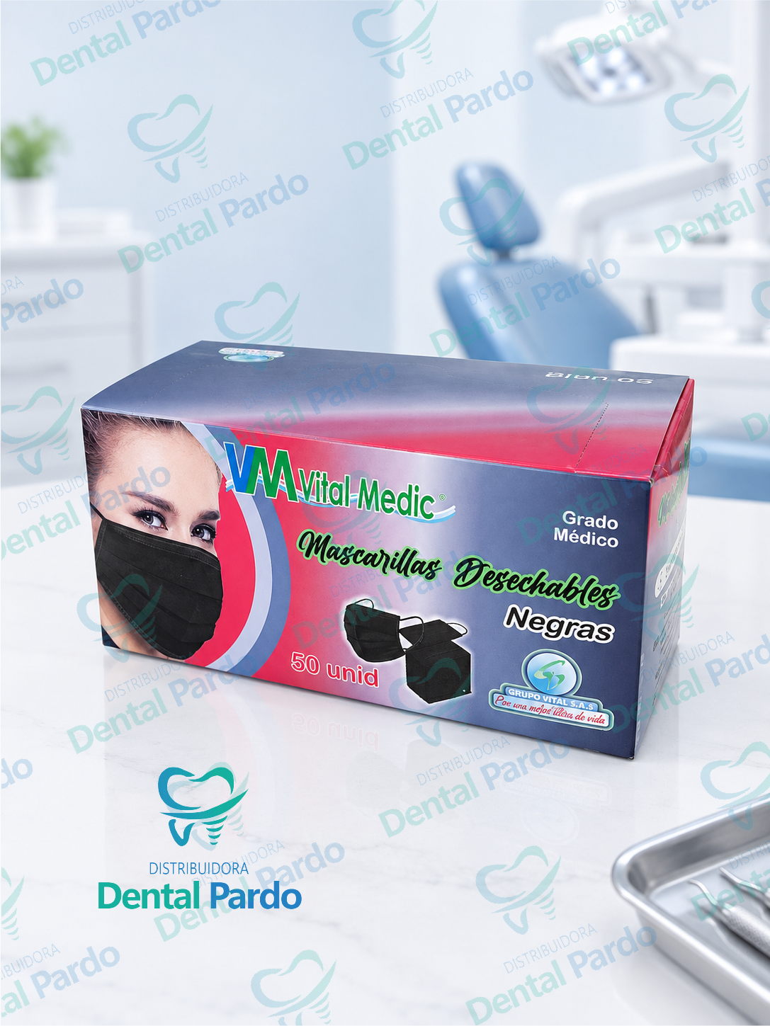 Tapabocas Desechables Vital Medic | Grado Médico | Negros | Caja X 50 Unds