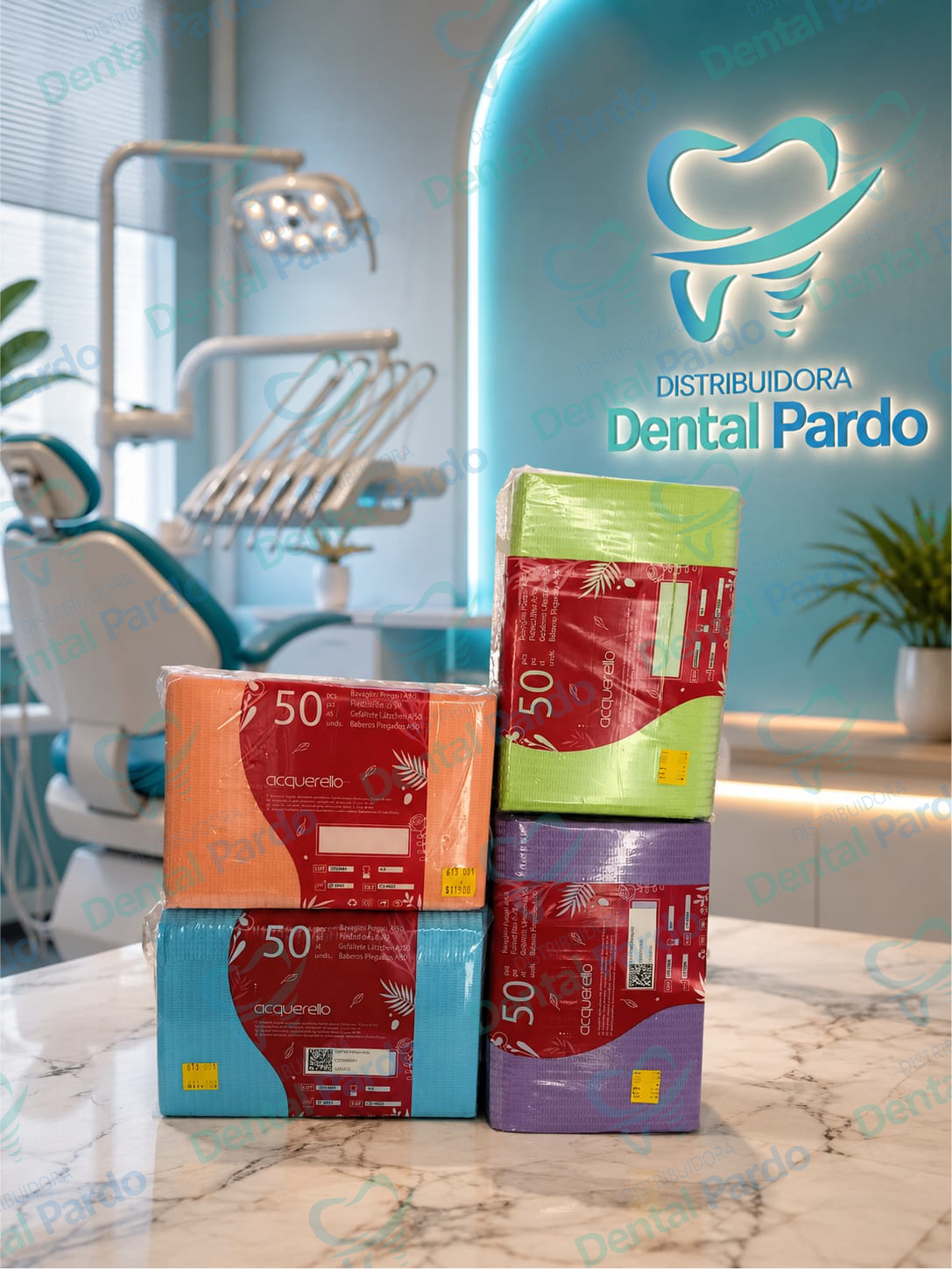 Baberos Odontológicos Acquerello | Desechables Impermeables | Paquete X 50 Unds