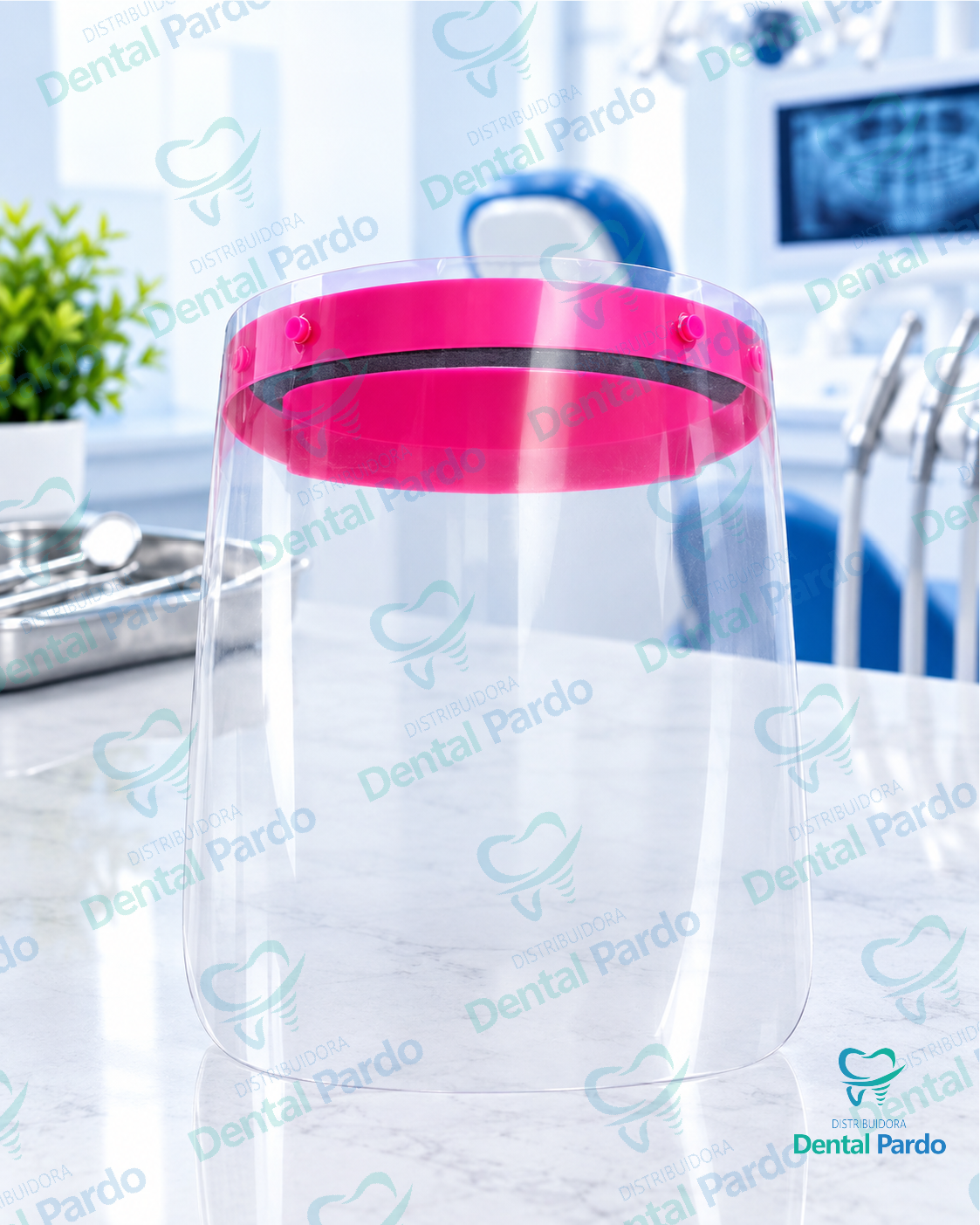 Careta De Protección Facial | Visor Transparente | Diadema Fucsia