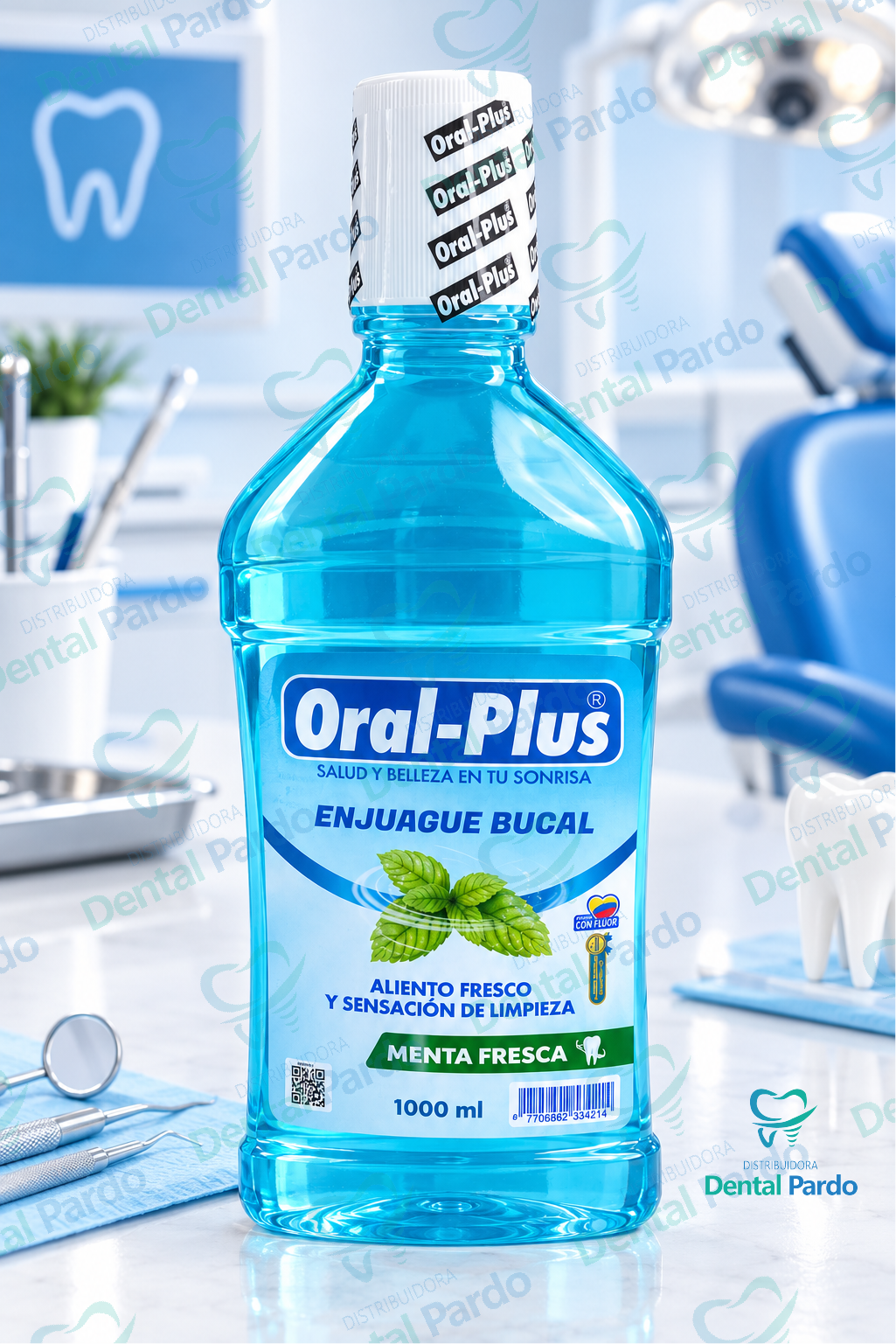 Enjuague Bucal Oral-Plus | Menta Fresca Con Flúor | 1000 Ml