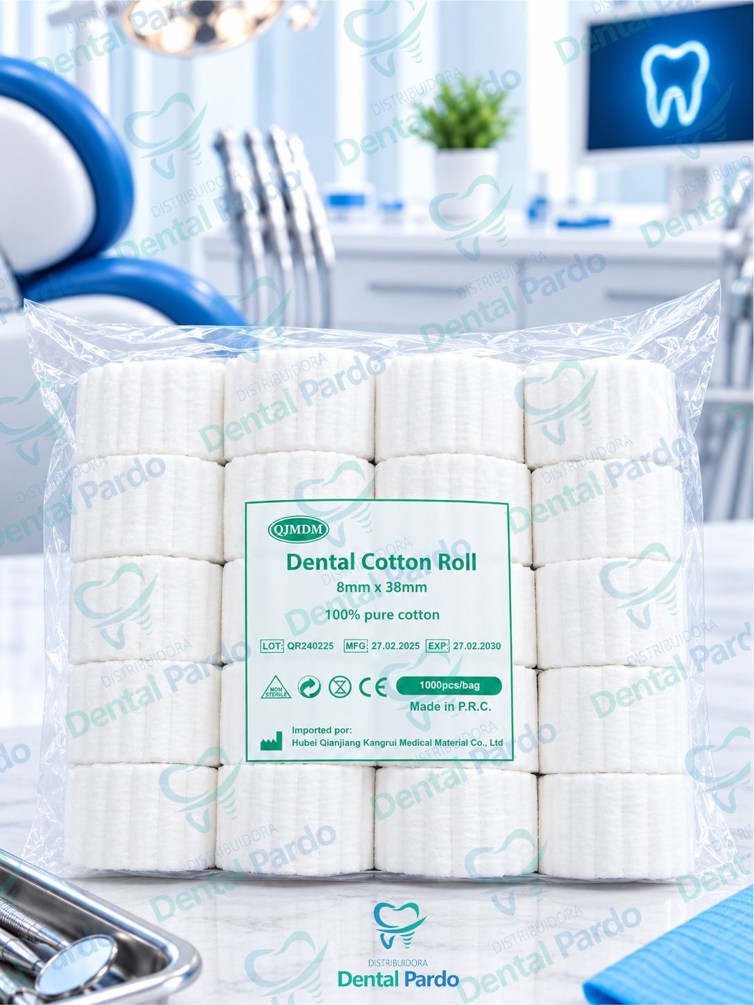 Rollos De Algodón Dental | 8Mm X 38Mm (1000 Uds) | Qjmdm