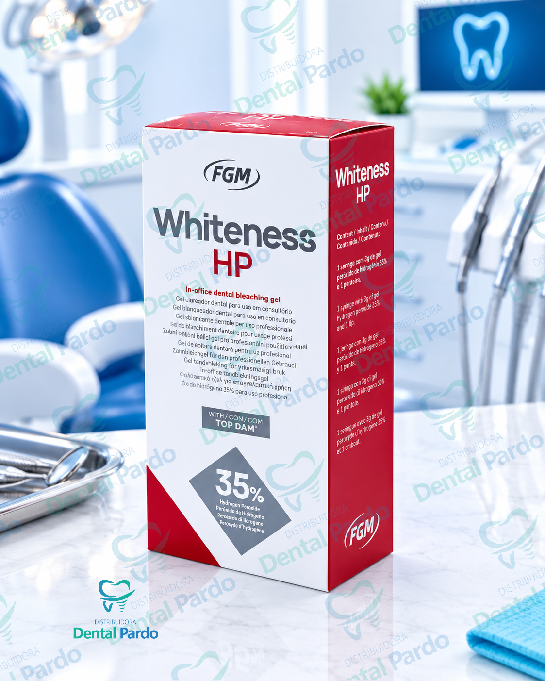 [631-044] Blanqueamiento Whiteness Hp 35% Con Top Dam | Jeringa 3G | Fgm