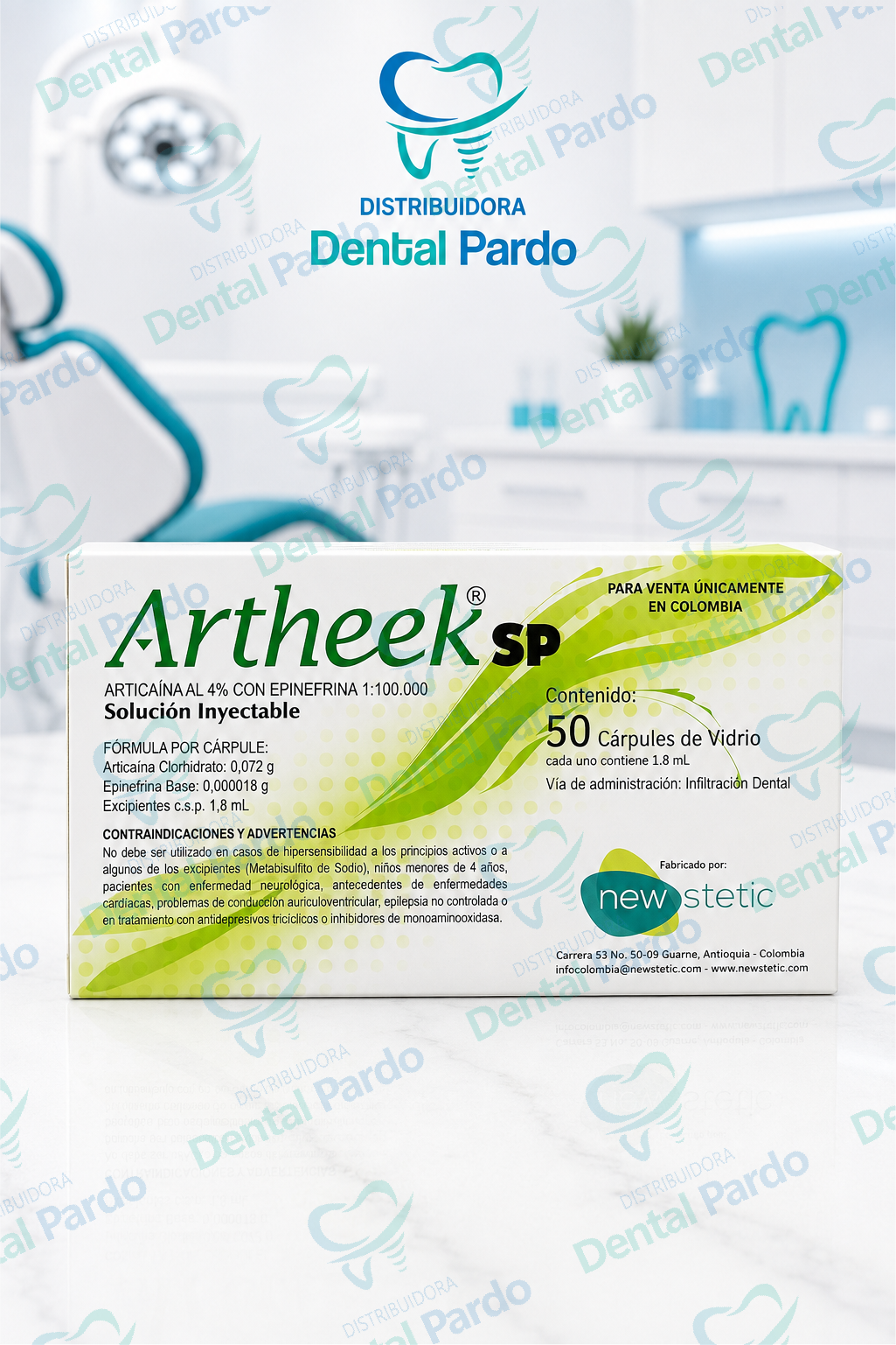 [616-030] Artneek® Sp Articaína 4% + Epinefrina 1:100.000 | Caja X 50 Cápsulas