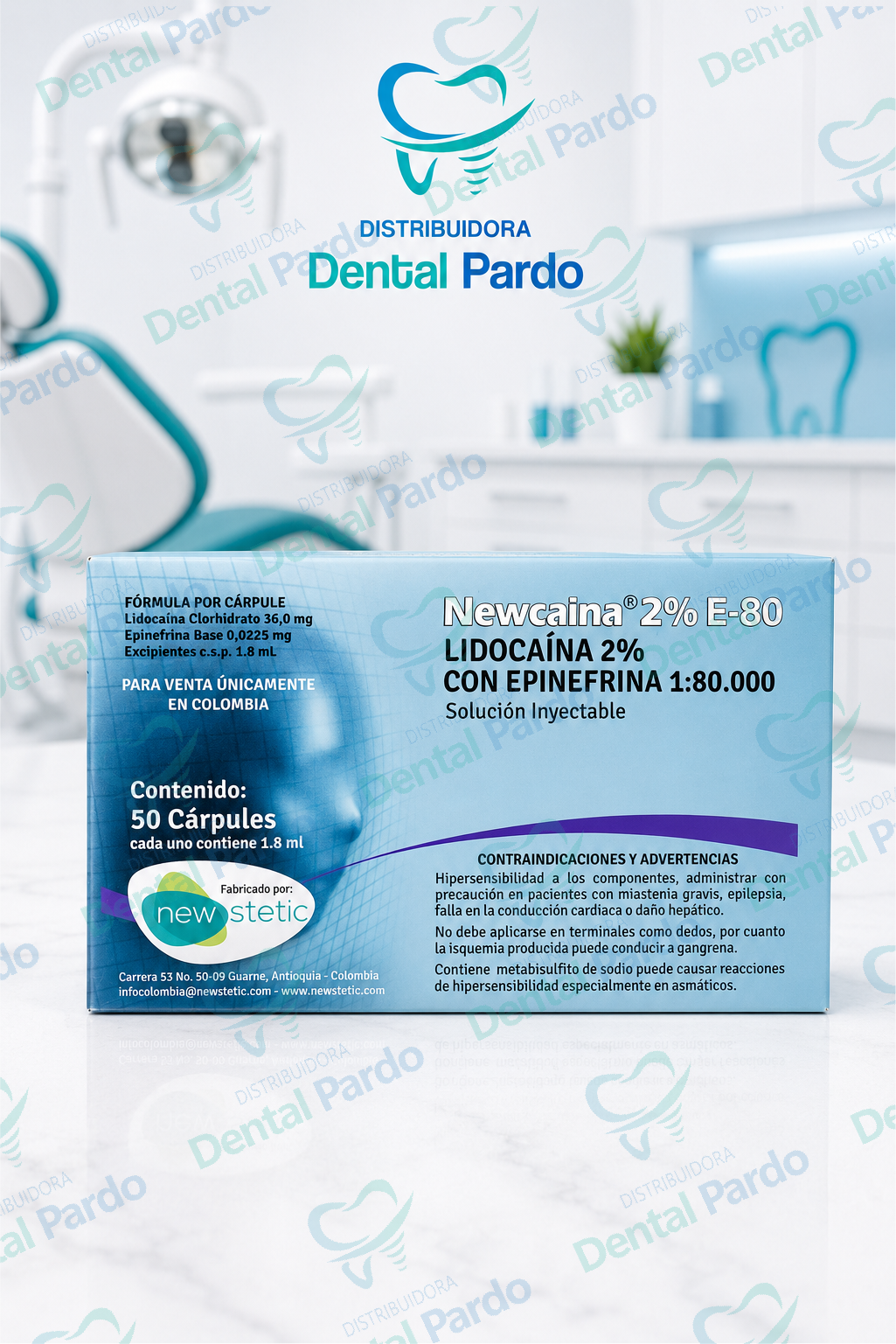 [616-034] Newcaina® 2% E-80 | Lidocaína + Epinefrina | Caja X 50 Cápsulas