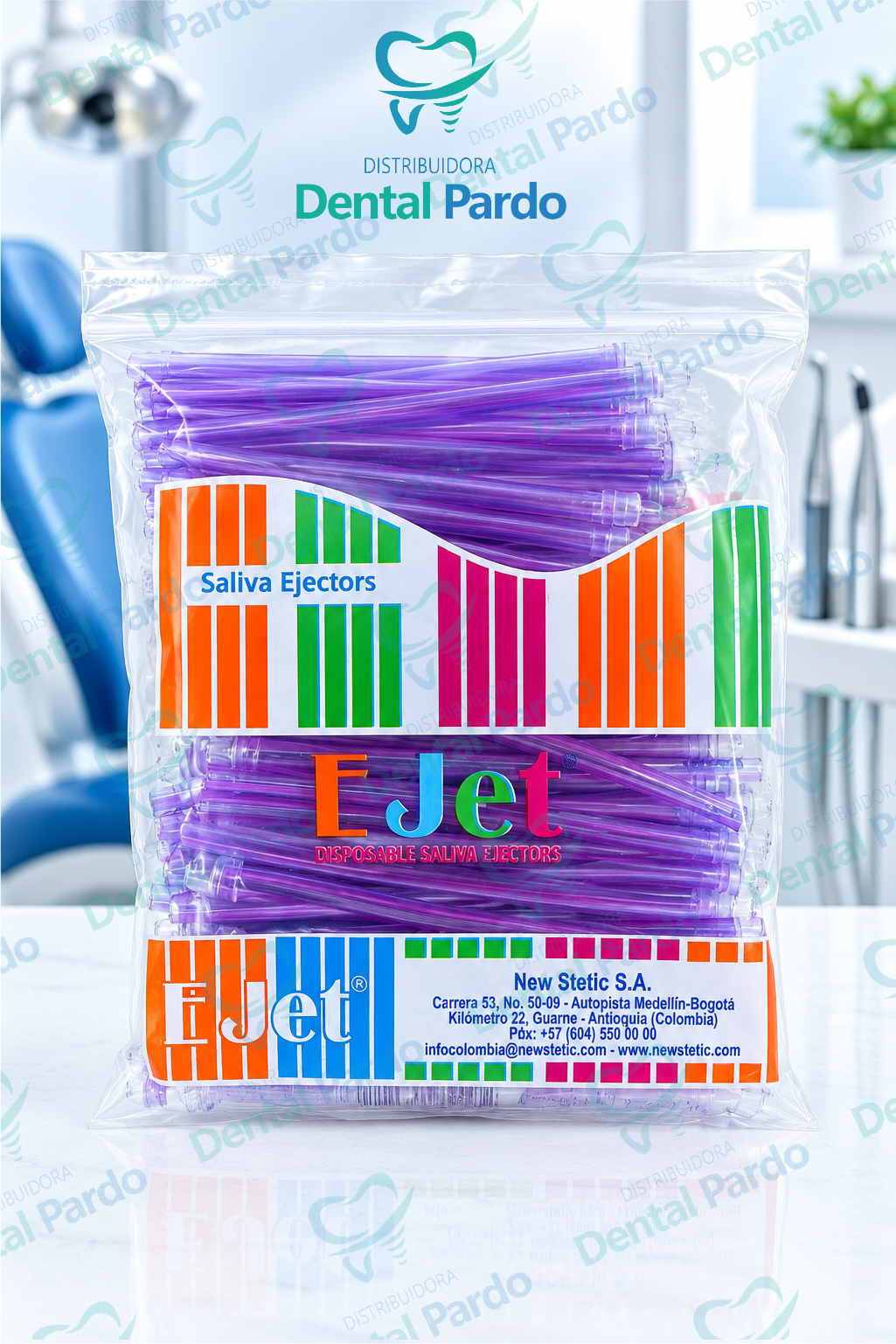 Eyectores De Saliva Ejet® | Succionadores Desechables | Morado | Paquete X 100 Uds