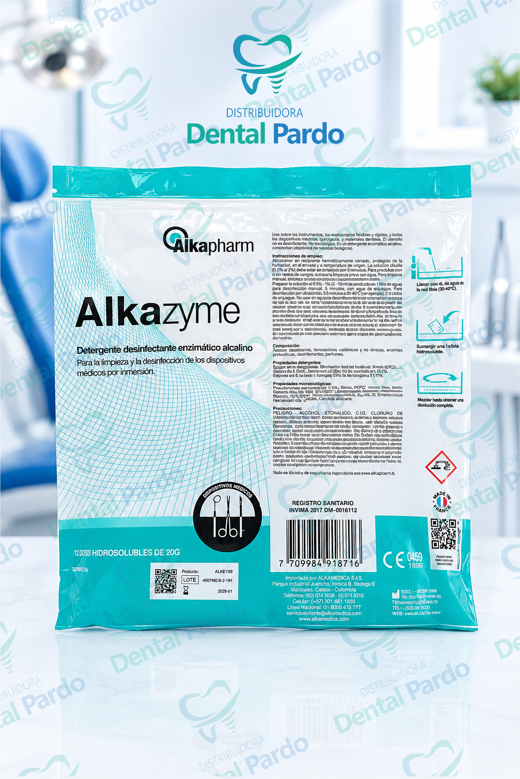 [635-119] Detergente Enzimático Alkazyme Alkapharm | 12 Dosis Hidrosolubles X 20 G